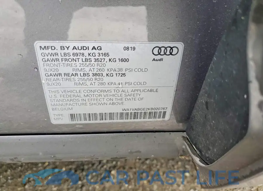 WA1VABGE2KB020767# 14