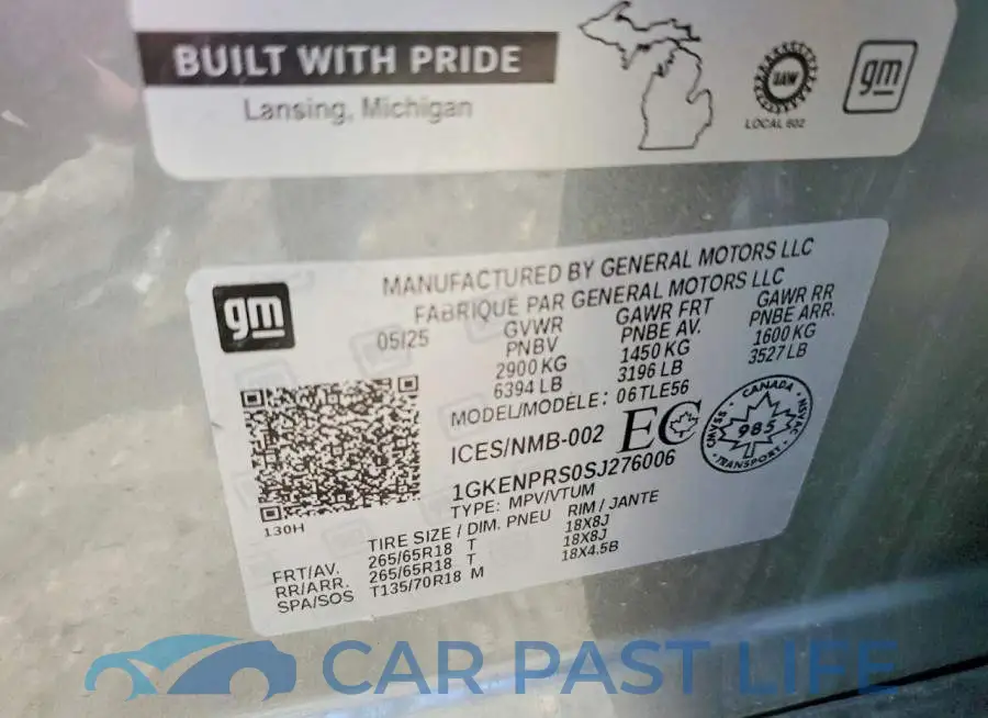 1GKENPRS0SJ276006# 13