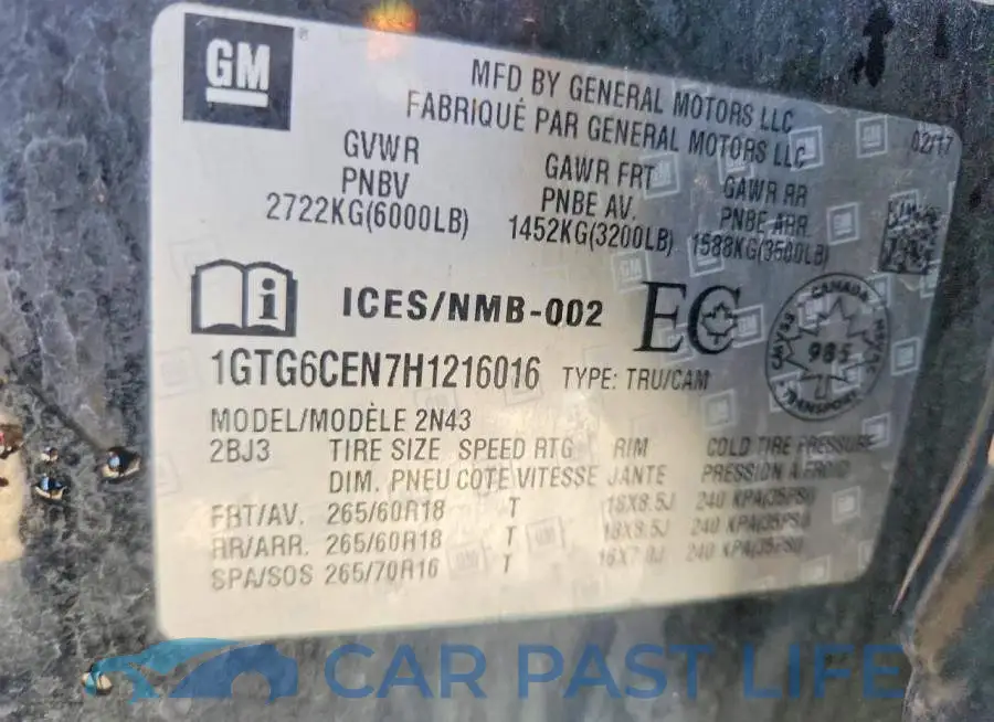 1GTG6CEN7H1216016# 13
