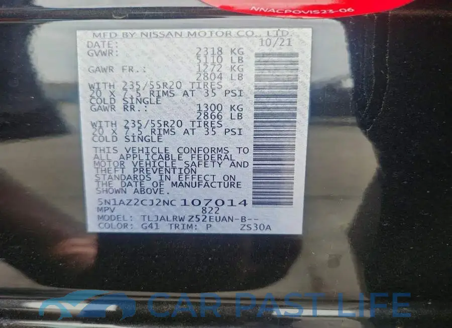 5N1AZ2CJ2NC107014# 12