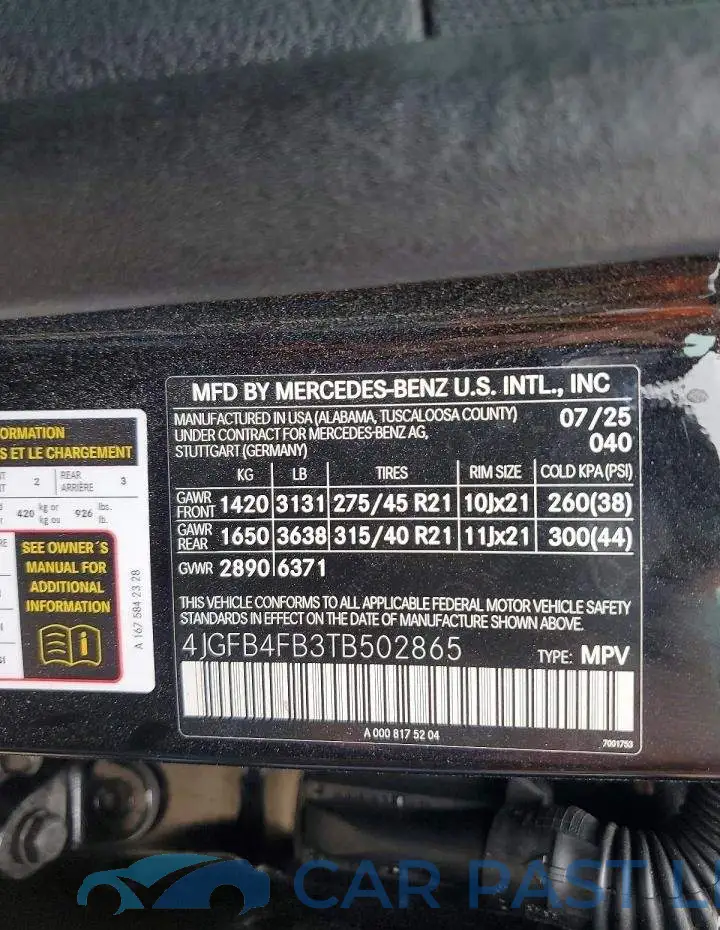 4JGFB4FB3TB502865# 12
