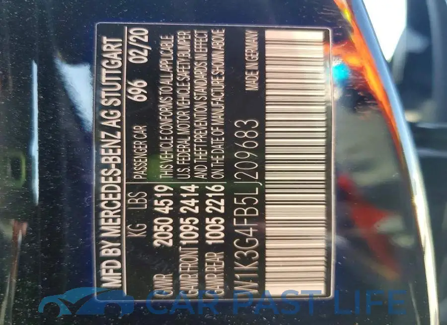 W1K3G4FB5LJ209683# 12