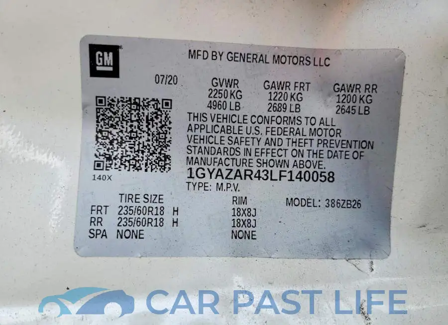 1GYAZAR43LF140058# 13
