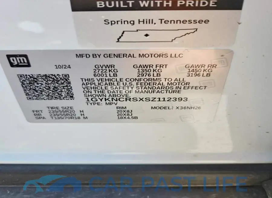 1GYKNCRSXSZ112393# 13