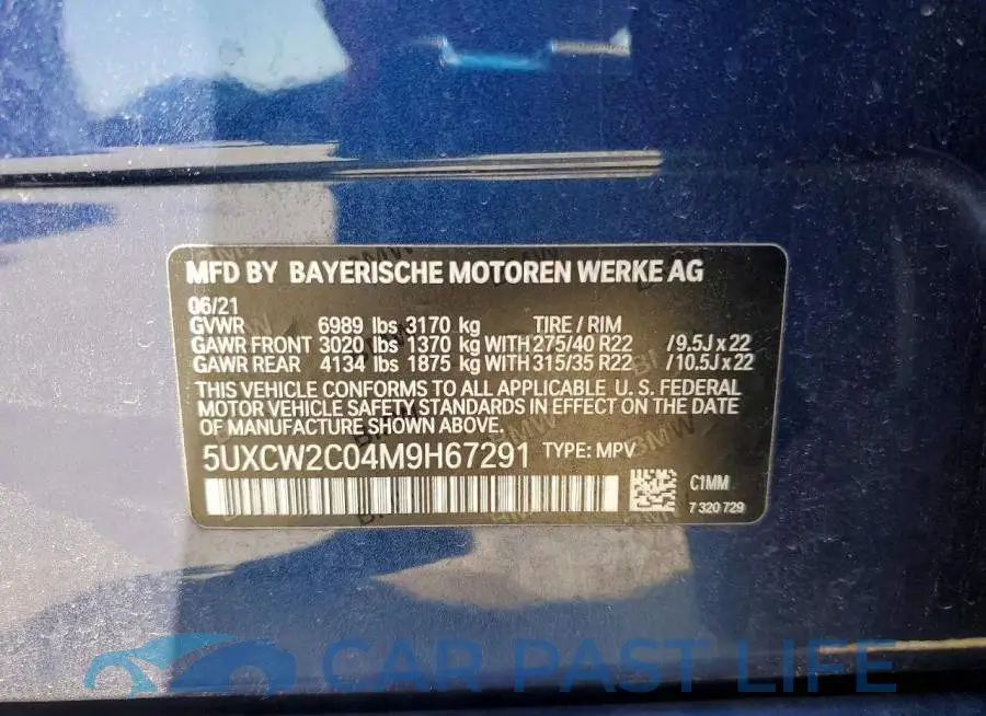 5UXCW2C04M9H67291# 14
