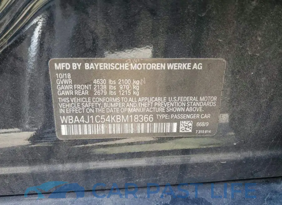 WBA4J1C54KBM18366# 12