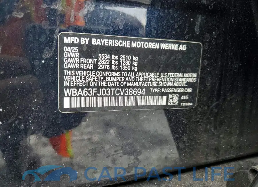 WBA63FJ03TCV38694# 12