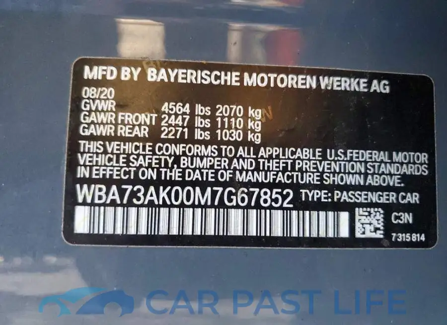 WBA73AK00M7G67852# 12