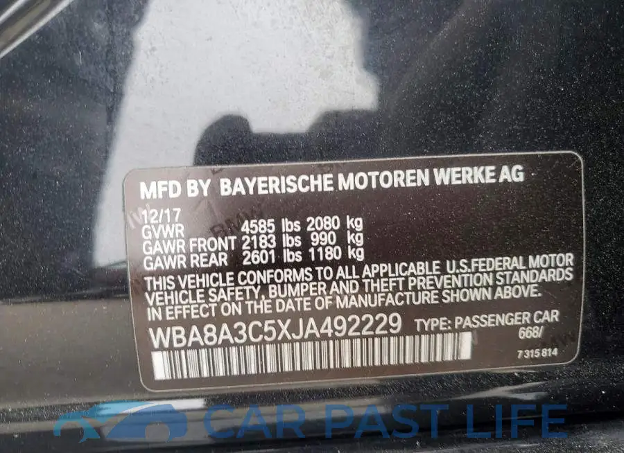 WBA8A3C5XJA492229# 12