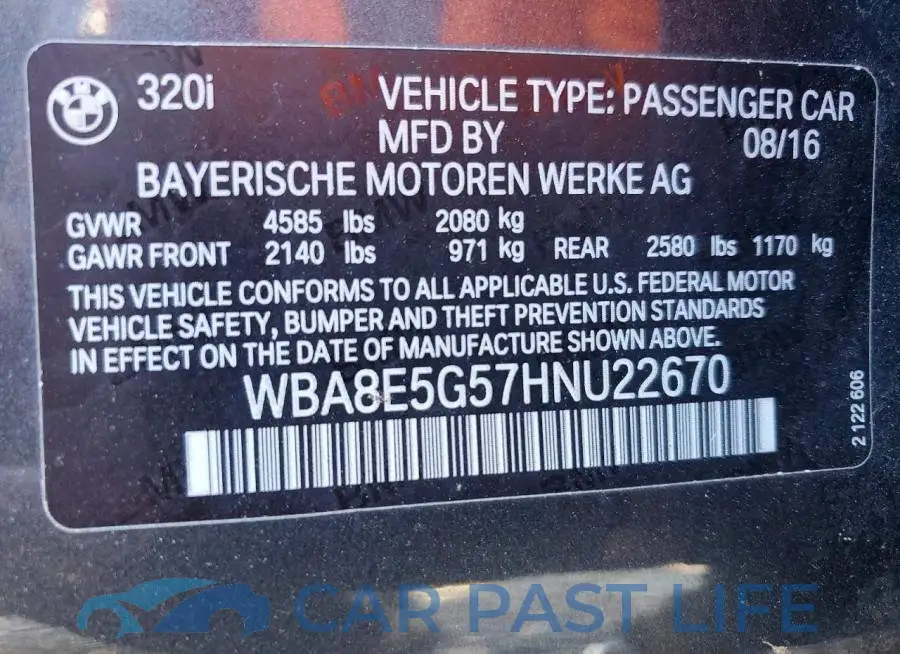 WBA8E5G57HNU22670# 12