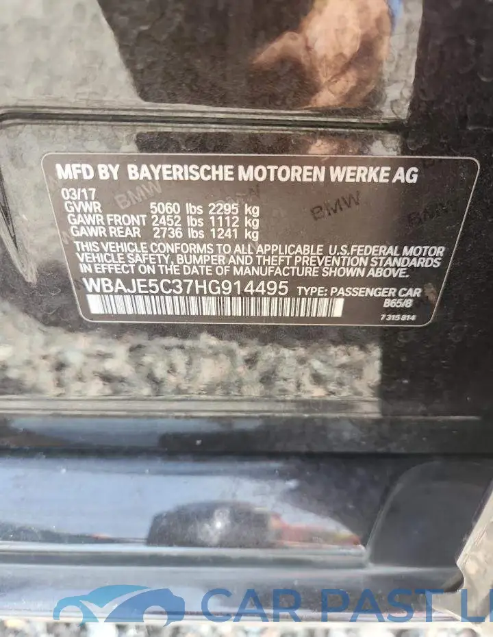 WBAJE5C37HG914495# 12