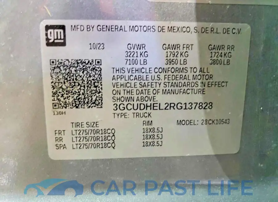 3GCUDHEL2RG137828# 13
