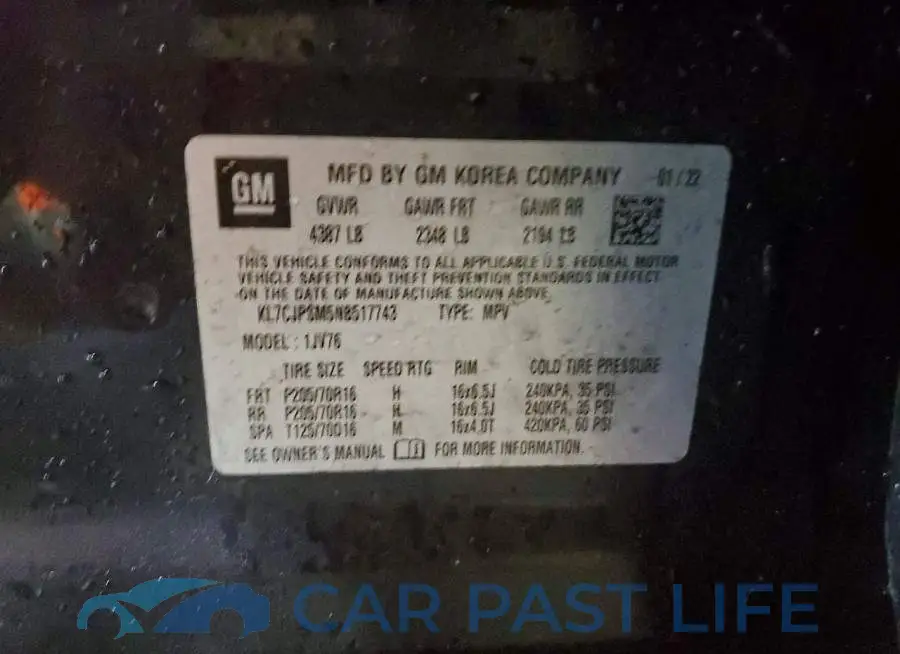 KL7CJPSM5NB517743# 14