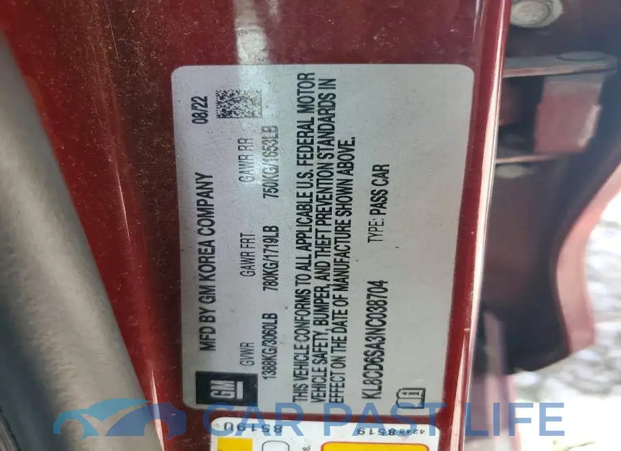 KL8CD6SA3NC038704# 12