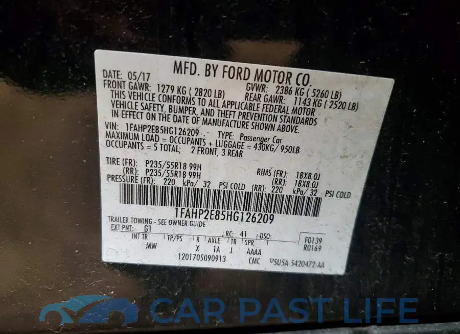 1FAHP2E85HG126209# 12