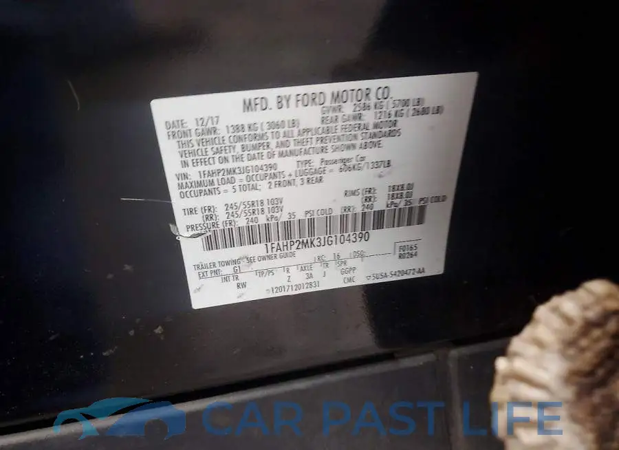 1FAHP2MK3JG104390# 12