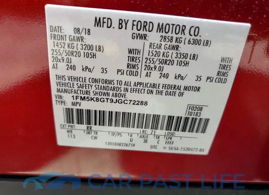 1FM5K8GT9JGC72288# 13