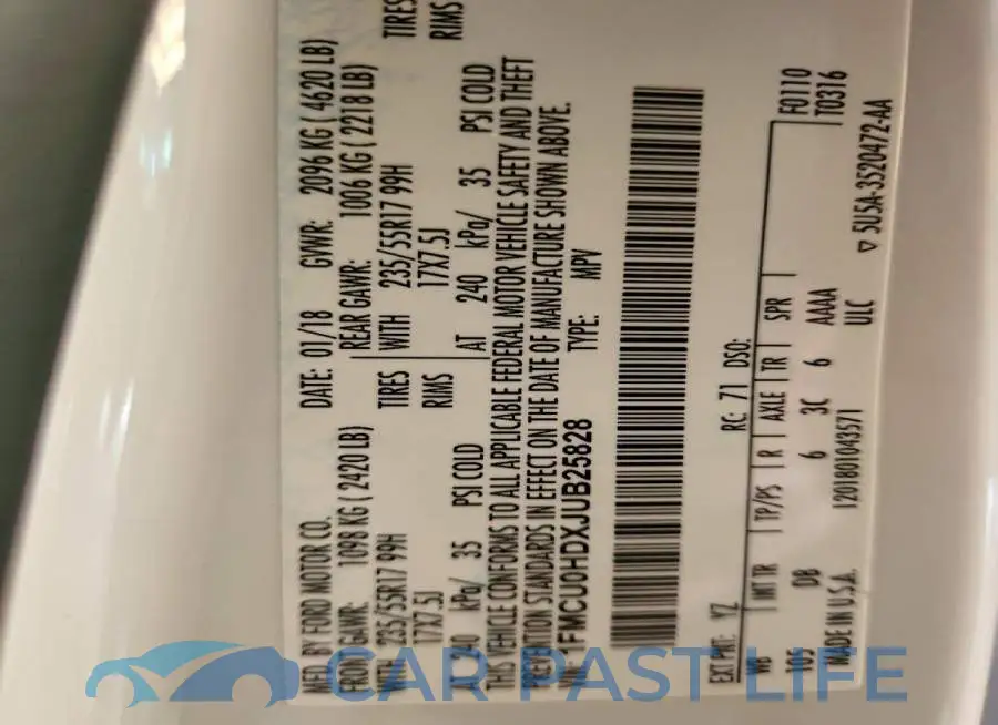 1FMCU0HDXJUB25828# 12