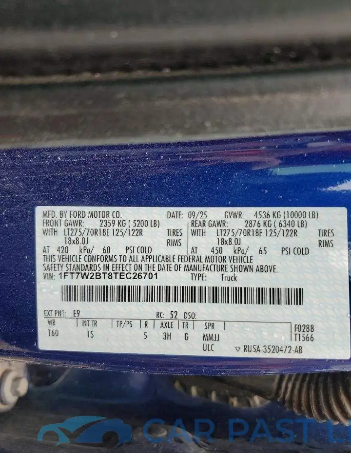 1FT7W2BT8TEC26701# 12