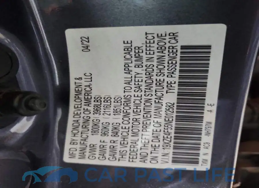 19XZE4F55NE012582# 12