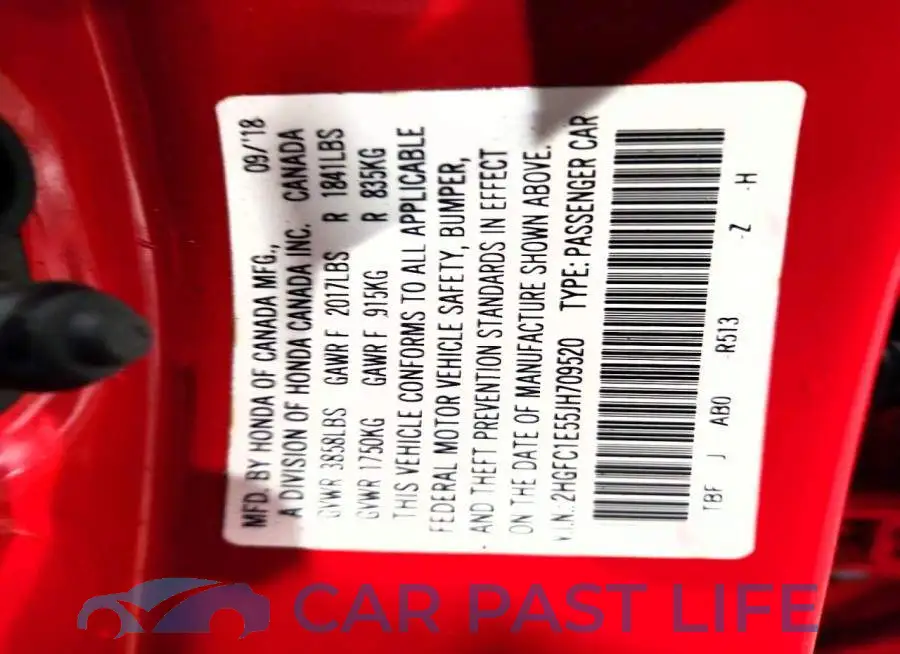2HGFC1E55JH709520# 13