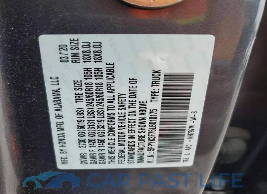 5FPYK3F76LB010175# 13