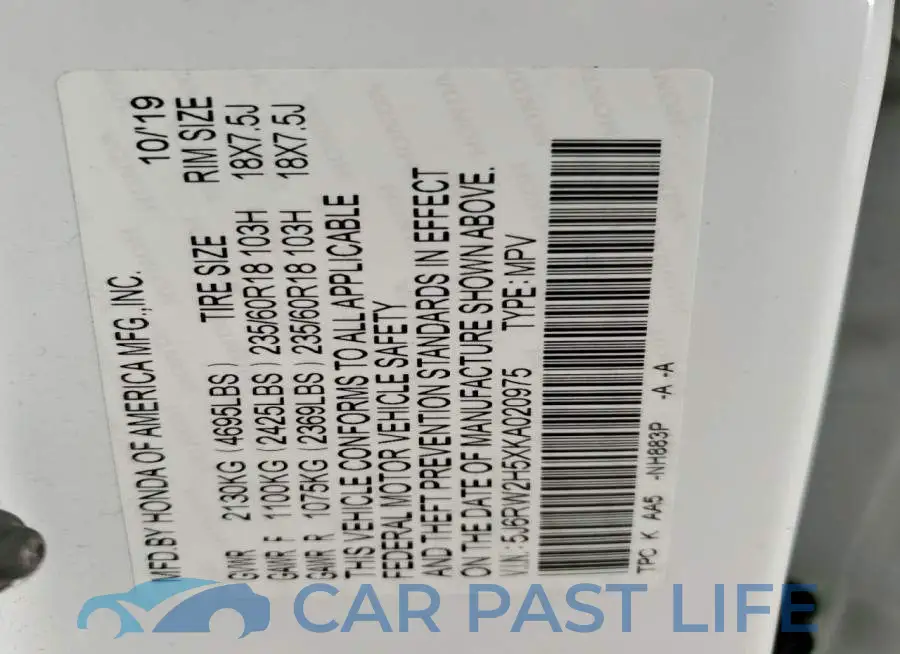 5J6RW2H5XKA020975# 13