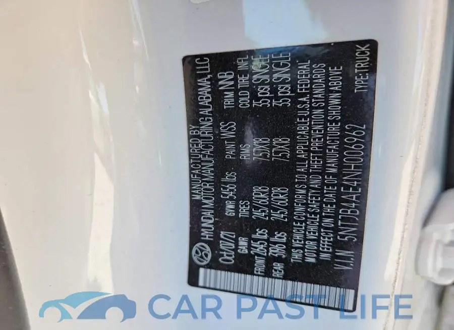 5NTJB4AE4NH006962# 12