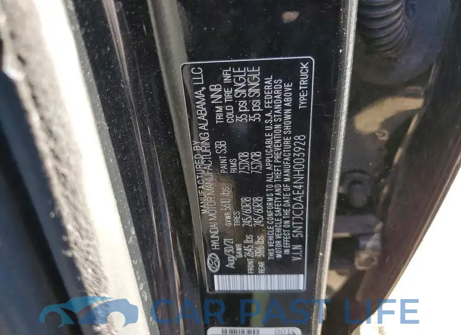 5NTJCDAE4NH003928# 12