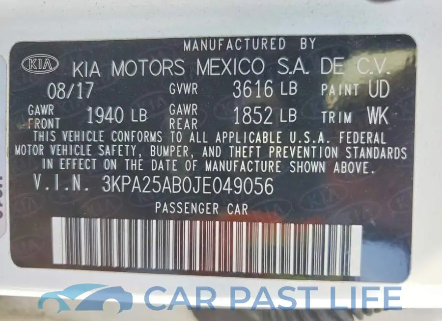 3KPA25AB0JE049056# 12