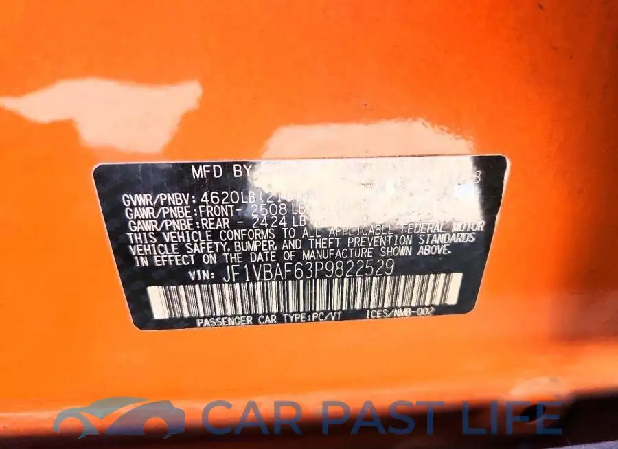 JF1VBAF63P9822529# 13