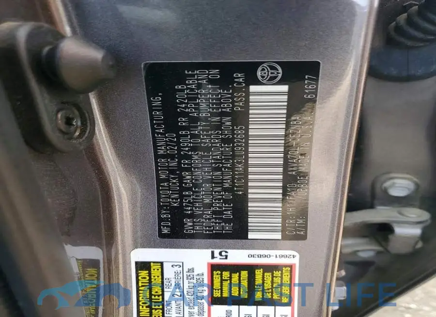 4T1C11AK3LU932685# 12