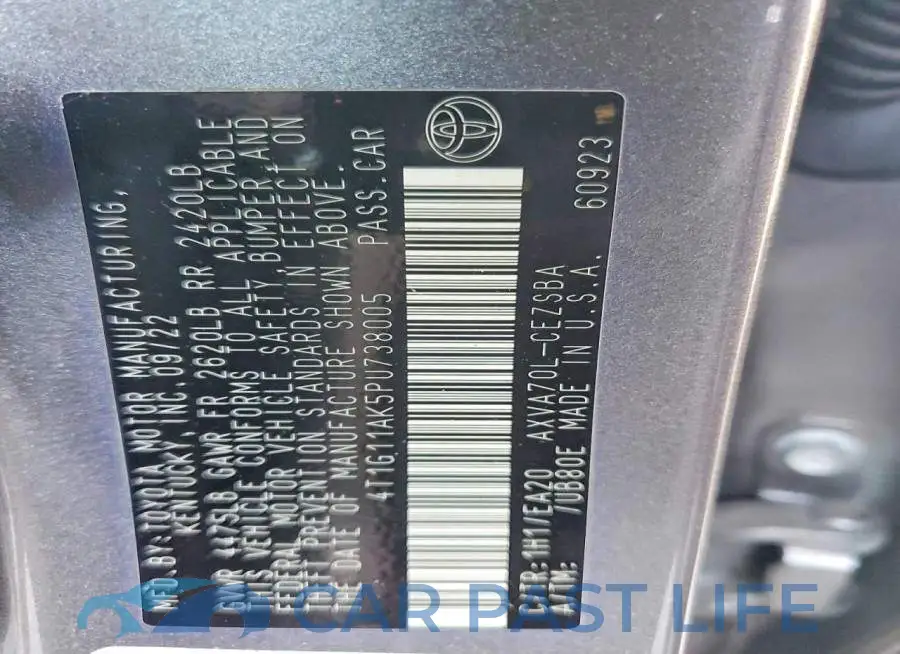 4T1G11AK5PU738005# 12