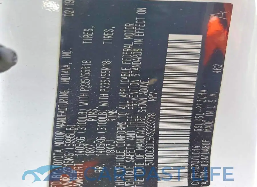 5TDDZ3DC5KS223728# 14