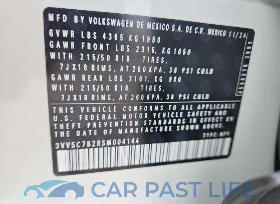 3VVSC7B28SM004144# 12