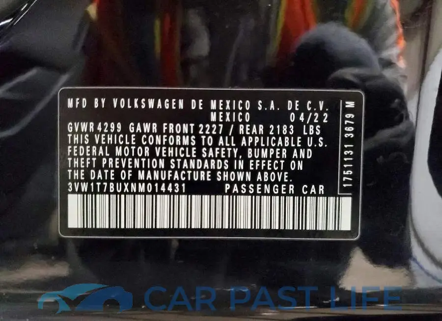 3VW1T7BUXNM014431# 12