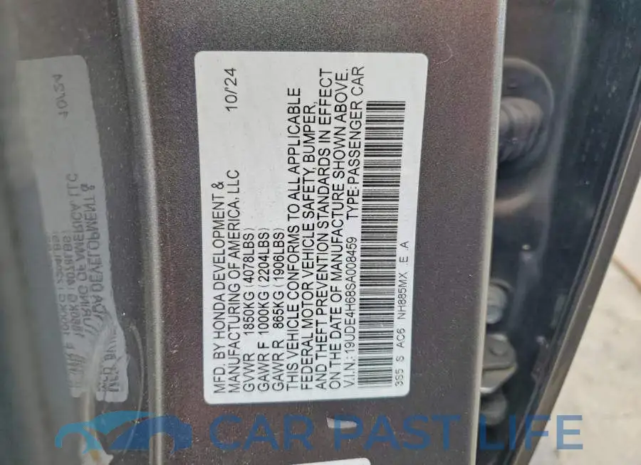 19UDE4H68SA008459# 12