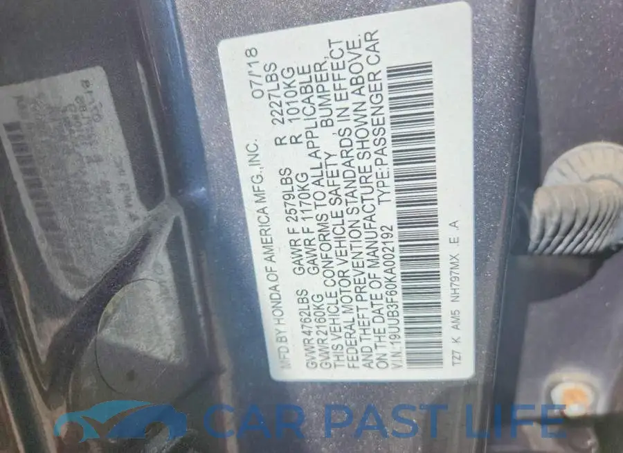 19UUB3F60KA002192# 12