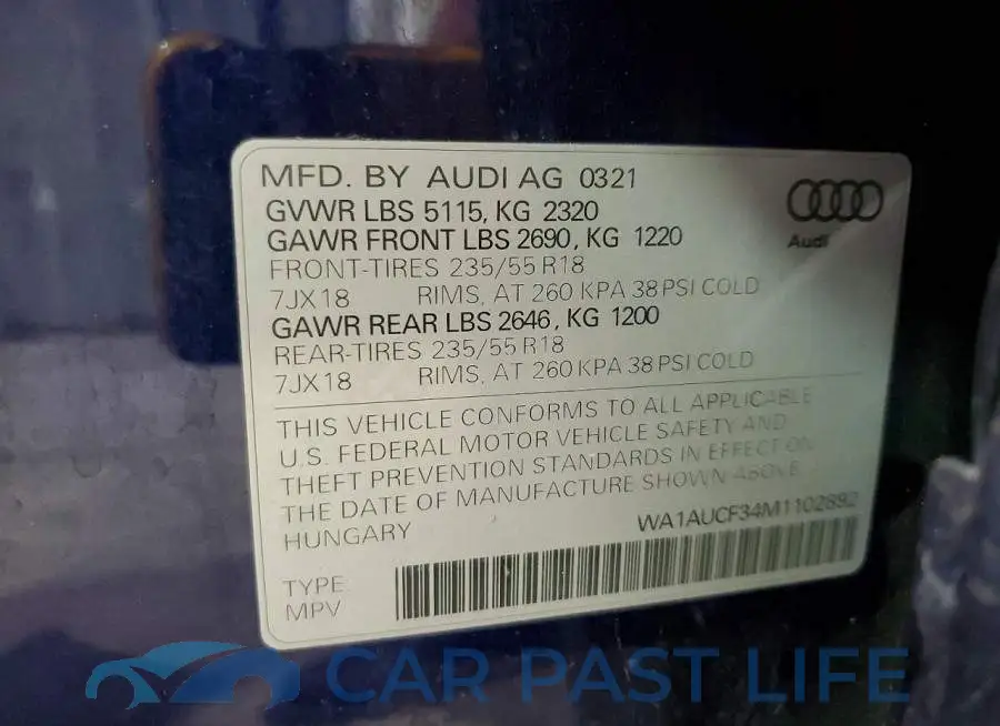 WA1AUCF34M1102892# 14