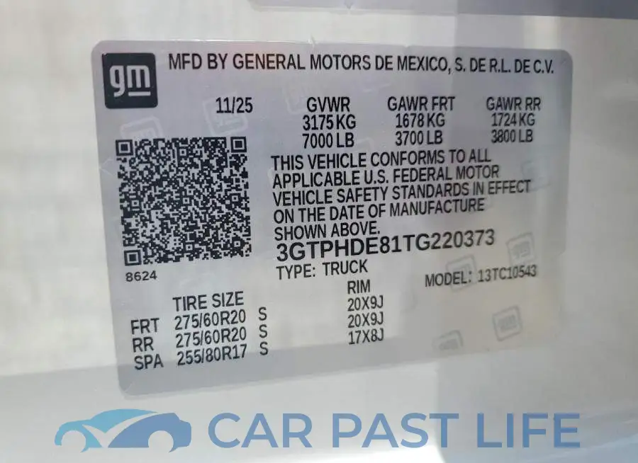 3GTPHDE81TG220373# 13