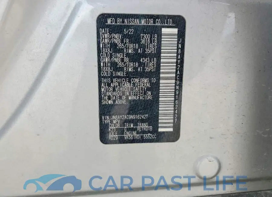 JN8AY2AC9N9162427# 14