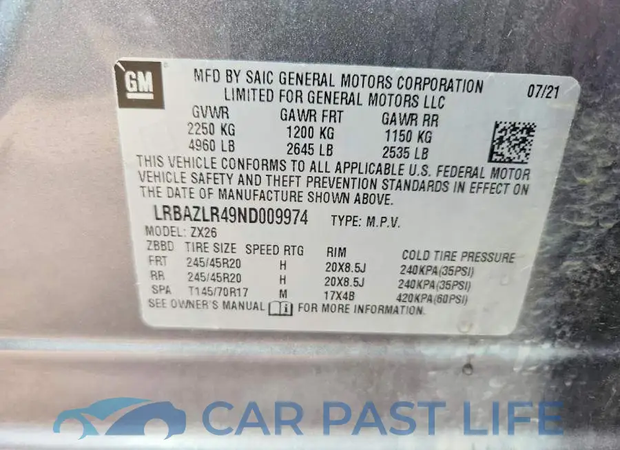 LRBAZLR49ND009974# 14