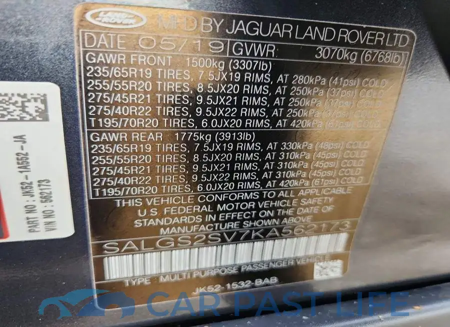 SALGS2SV7KA562173# 12