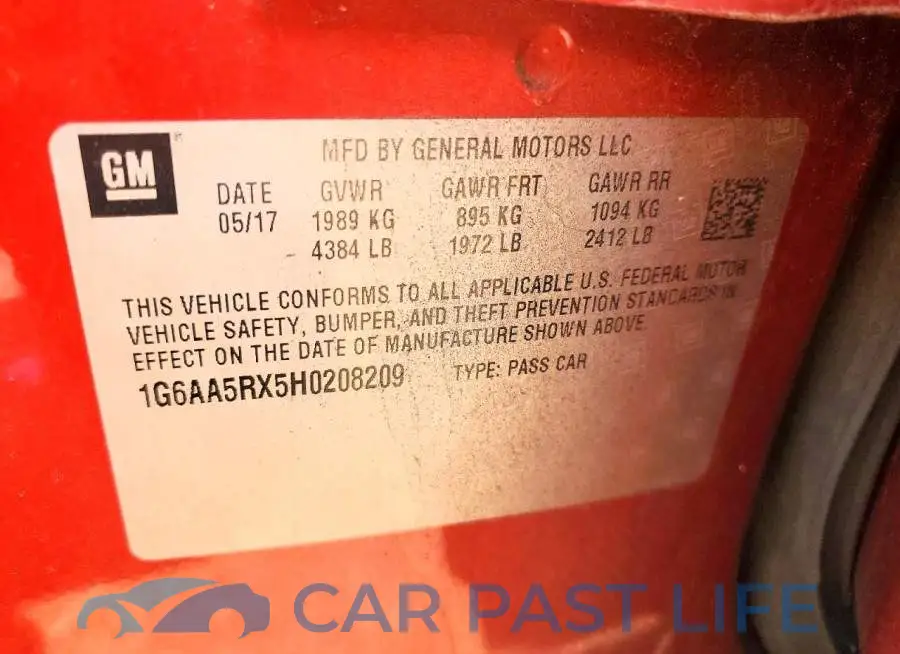 1G6AA5RX5H0208209# 12