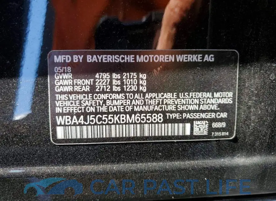 WBA4J5C55KBM65588# 12