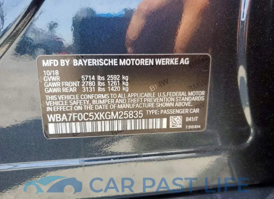 WBA7F0C5XKGM25835# 12