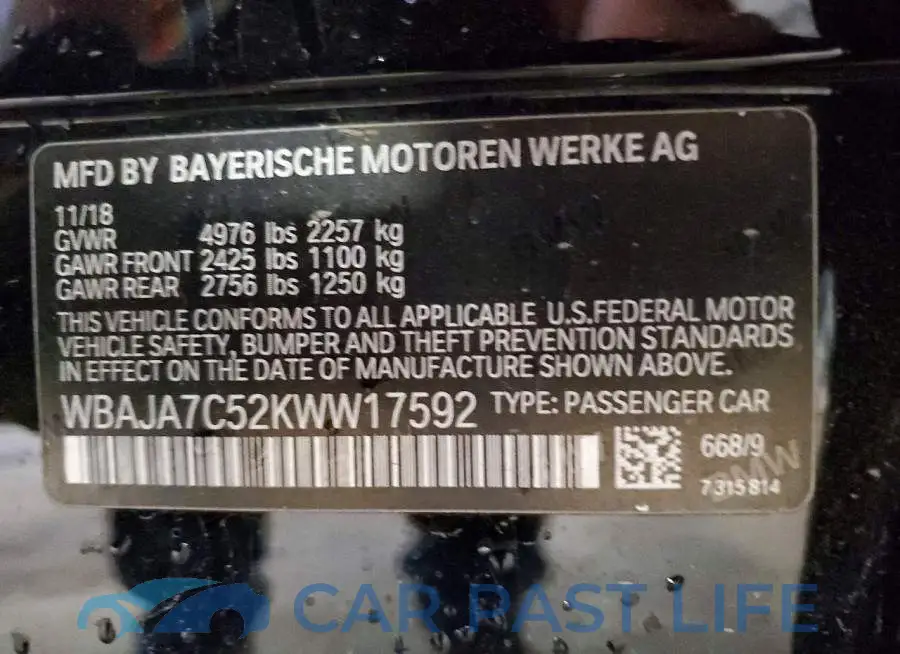 WBAJA7C52KWW17592# 13