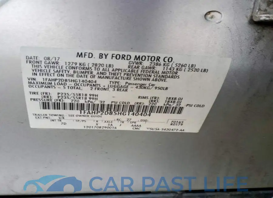 1FAHP2D85HG140404# 12
