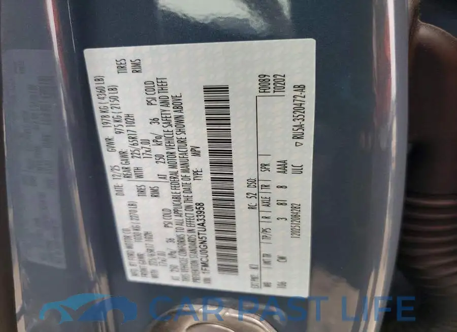 1FMCU0GN5TUA33958# 12
