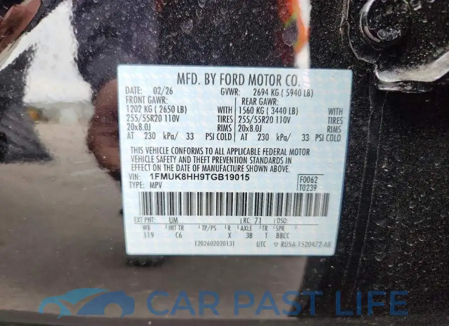 1FMUK8HH9TGB19015# 13